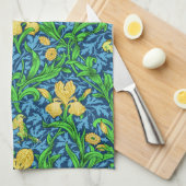Linge De Cuisine William Morris Irises, jaune et bleu de cobalt (Quart Plié)
