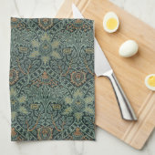Linge De Cuisine William Morris Ispahan Vert sarcelle Floral Art (Quart Plié)