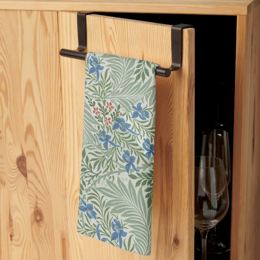 Linge De Cuisine William Morris Larkspur Floral Vert rose bleu (Pliage en tiers)