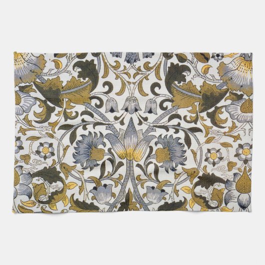 Linge De Cuisine William Morris Lodden Motif Floral : Bleu Or (Horizontal)