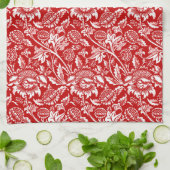 Linge De Cuisine William Morris Sunflowers, Deep Red et White (Plié)