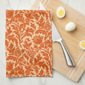 Linge De Cuisine William Morris Thistle Damask, Mandarin Orange (Quart Plié)
