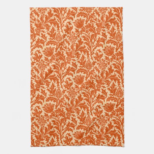 Linge De Cuisine William Morris Thistle Damask, Mandarin Orange (Vertical)