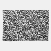 Linge De Cuisine William Morris Thistle Damask, noir sur blanc (Horizontal)