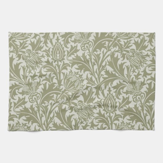Linge De Cuisine William Morris Thistle Sage Green Motif (Horizontal)