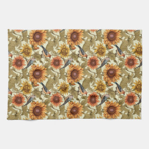 Linge De Cuisine William Morris Tournesols Oiseaux Automne