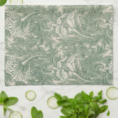 Linge De Cuisine William Morris tulip fond textile vert (Plié)