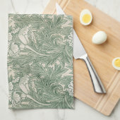 Linge De Cuisine William Morris tulip fond textile vert (Quart Plié)