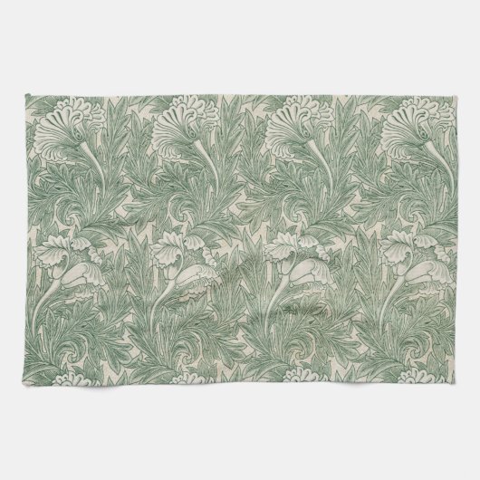 Linge De Cuisine William Morris tulip fond textile vert (Horizontal)