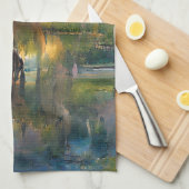 Linge De Cuisine Willow d'or au coucher du soleil près de l'étang (Quart Plié)