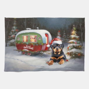 Linge De Cuisine Winter Rottweiler Caravan Christmas Adventure