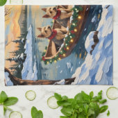 Linge De Cuisine Wire Fox Terrier Christmas Boat Holiday (Plié)