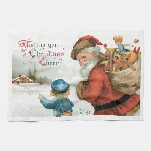 Linge De Cuisine Wishing You Christmas Cheer by Ellen Clapsaddle (Horizontal)