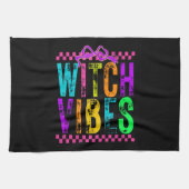 Linge De Cuisine Witch Vibes Halloween Neon Checkered Bow (Horizontal)