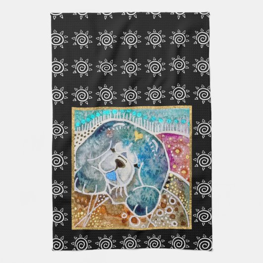 Linge De Cuisine WOBBLE-ROCK Chow chien aquarelle batik crate (Vertical)
