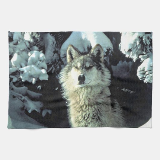 Linge De Cuisine Wolf Dans La Neige (Horizontal)