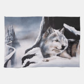 Linge De Cuisine Wolf Winter Castle Imaginaire (Horizontal)