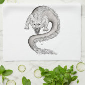 Linge De Cuisine Wolfdragon noir et blanc Design (Plié)