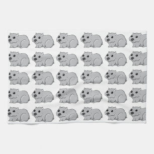 Linge De Cuisine Wombat gris/gris mignon de bande dessinée