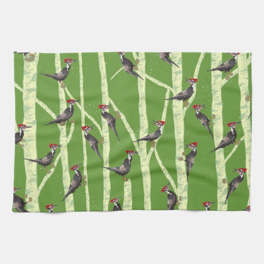 LINGE DE CUISINE WOODPECKER DANS LES ARBRES MOTIF (Horizontal)