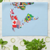 Linge De Cuisine World Map of Flags Kitchen Towels (Plié)