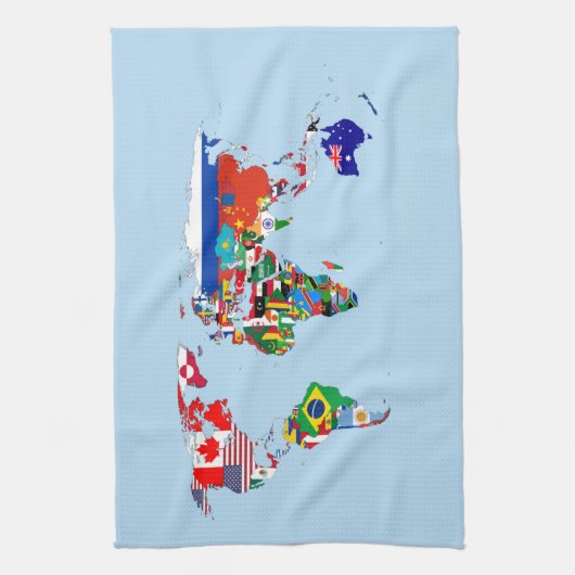 Linge De Cuisine World Map of Flags Kitchen Towels (Vertical)