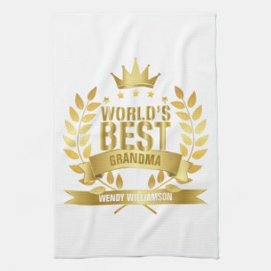 Linge De Cuisine World's Best Grandma Grandmother Gold Fun