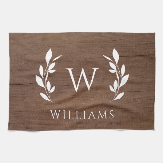 Linge De Cuisine Wreath Wood Initial Monogramme Nom (Horizontal)