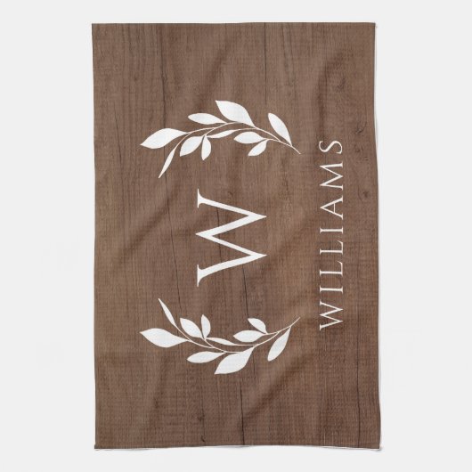 Linge De Cuisine Wreath Wood Initial Monogramme Nom (Vertical)