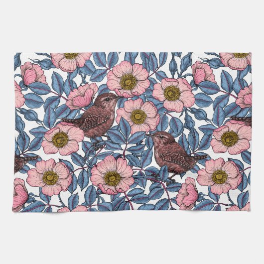 Linge De Cuisine Wrens en rose (Horizontal)