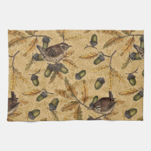 Linge De Cuisine Wrens et glands sur le miel