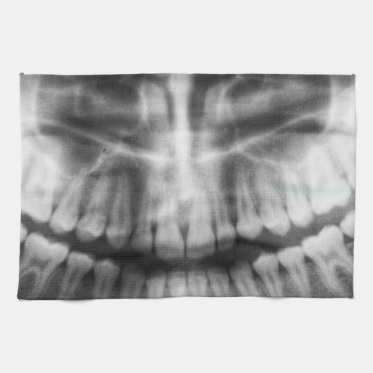 Linge De Cuisine X-Ray Teeth Bouche sourire noir et blanc (Horizontal)