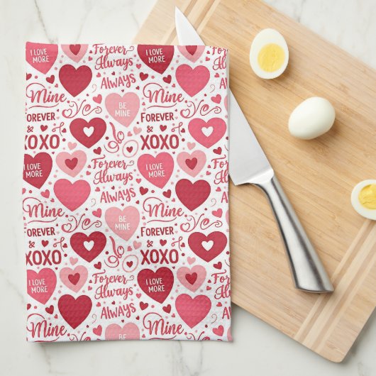Linge De Cuisine  XOXO & Always Be Mine Pink & Red (Quart Plié)