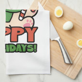 Linge De Cuisine Yappy Howlidays - Jote Christmas Dog Cartoon (Quart Plié)