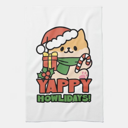 Linge De Cuisine Yappy Howlidays - Jote Christmas Dog Cartoon (Vertical)