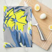 Linge De Cuisine Yellow and blue flowers with sparkles. (Quart Plié)