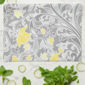 Linge De Cuisine Yellow and Gray Swirly Floral (Plié)
