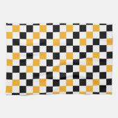 Linge De Cuisine Yellow Black White Checkered Pattern Design  (Horizontal)