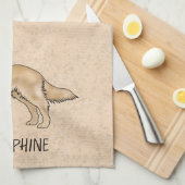 Linge De Cuisine Yellow Golden Retriever mignon chien avec nom pers (Quart Plié)