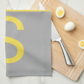 Linge De Cuisine Yellow & Grey Modern Initials monogram (Quart Plié)