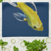 Linge De Cuisine Yellow koi Japonais carp watercolour art fish (Plié)