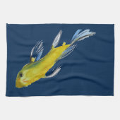 Linge De Cuisine Yellow koi Japonais carp watercolour art fish (Horizontal)