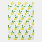 Linge De Cuisine Yellow Lemons Green Leaves White Background (Vertical)