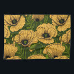 Linge De Cuisine Yellow poppies on dark green<br><div class="desc">Vector pattern made of hand-drawn poppies.</div>