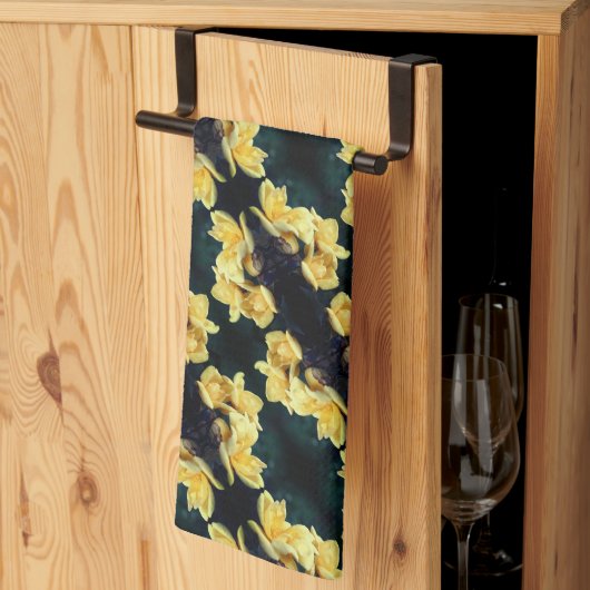 Linge De Cuisine Yellow Rose Trio Motif Abstrait (Pliage en tiers)