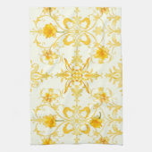 Linge De Cuisine Yellow Tulip Damask Easter Kitchen Towel (Vertical)