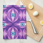Linge De Cuisine Yeux Bleus Quirky Dans Motif Mystique Violet (Quart Plié)