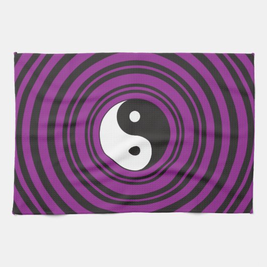 Linge De Cuisine Yin Yang Taijitu symbole Cercles noirs violets (Horizontal)
