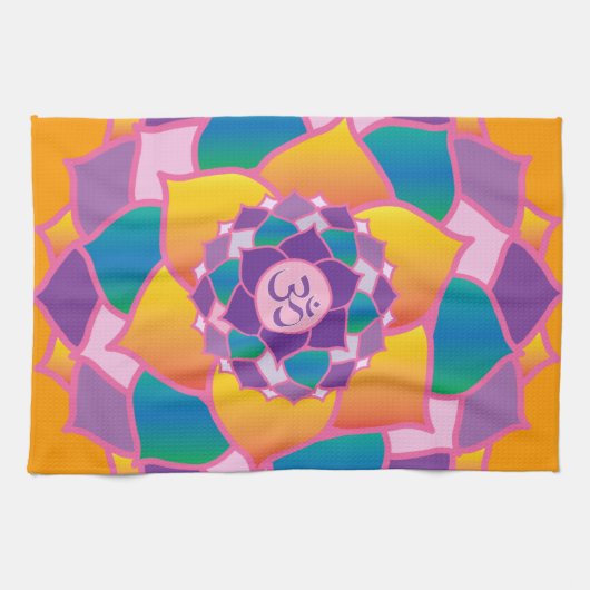 Linge De Cuisine Yoga élégant de Chakra de couronne lumineuse et (Horizontal)