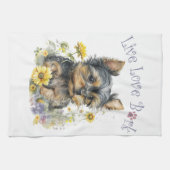 Linge De Cuisine Yorkie Chien Maman Florale (Horizontal)
